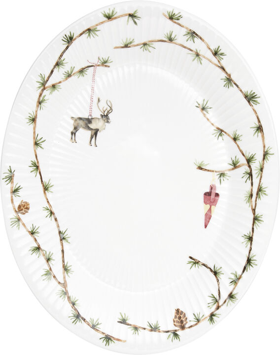 Hammershøi Christmas Ovalt bordfad 27x34 hvid m. deko