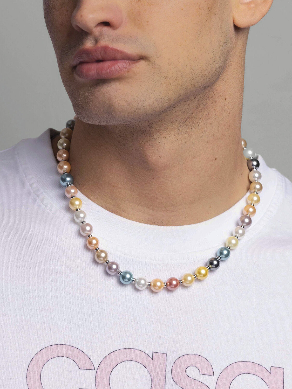 Pastel Pearl Necklace with Stainless Steel