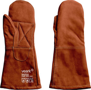 Brown - Heat Mittens - rawhide leather, with canvas