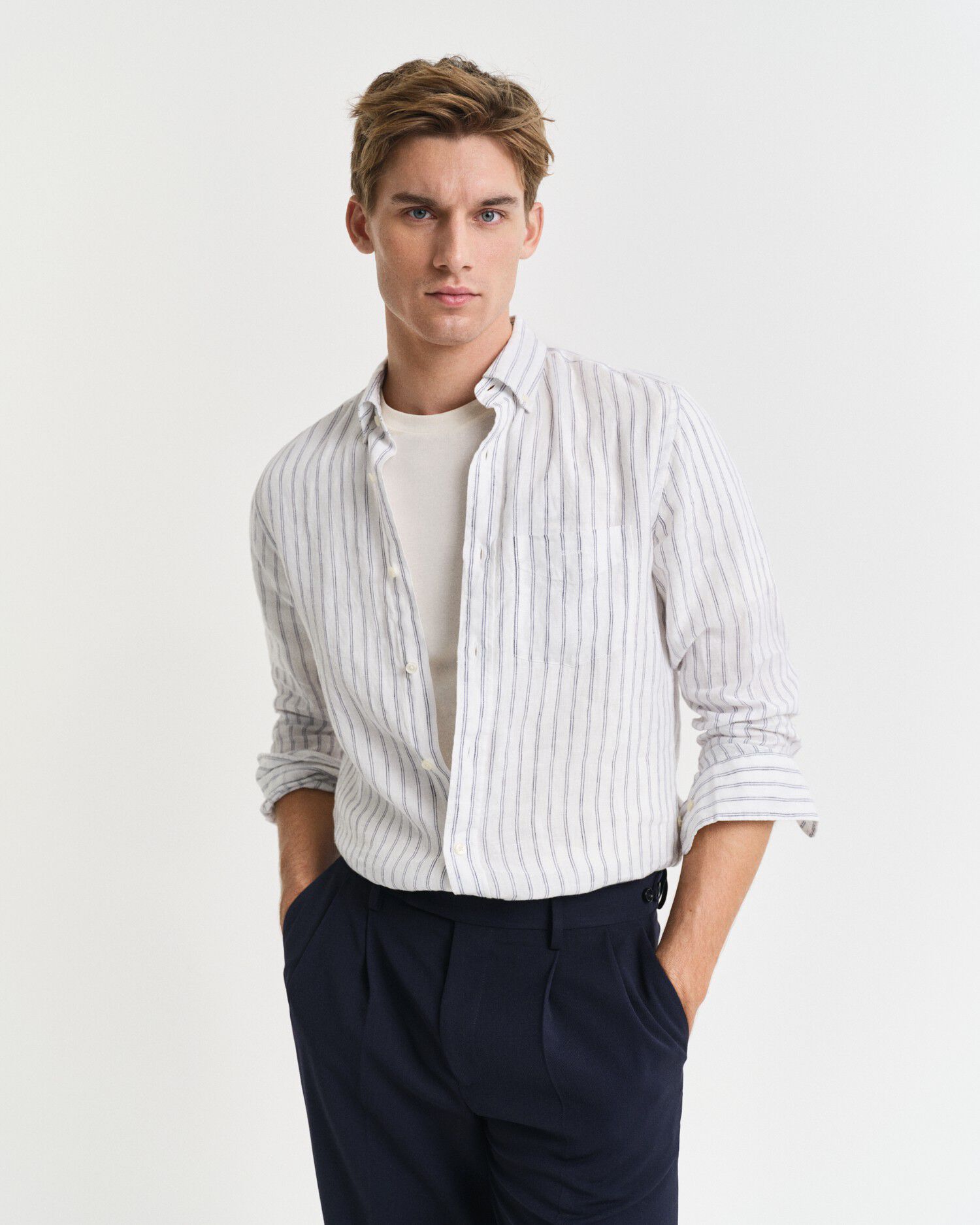 REG LINEN STRIPE SHIRT