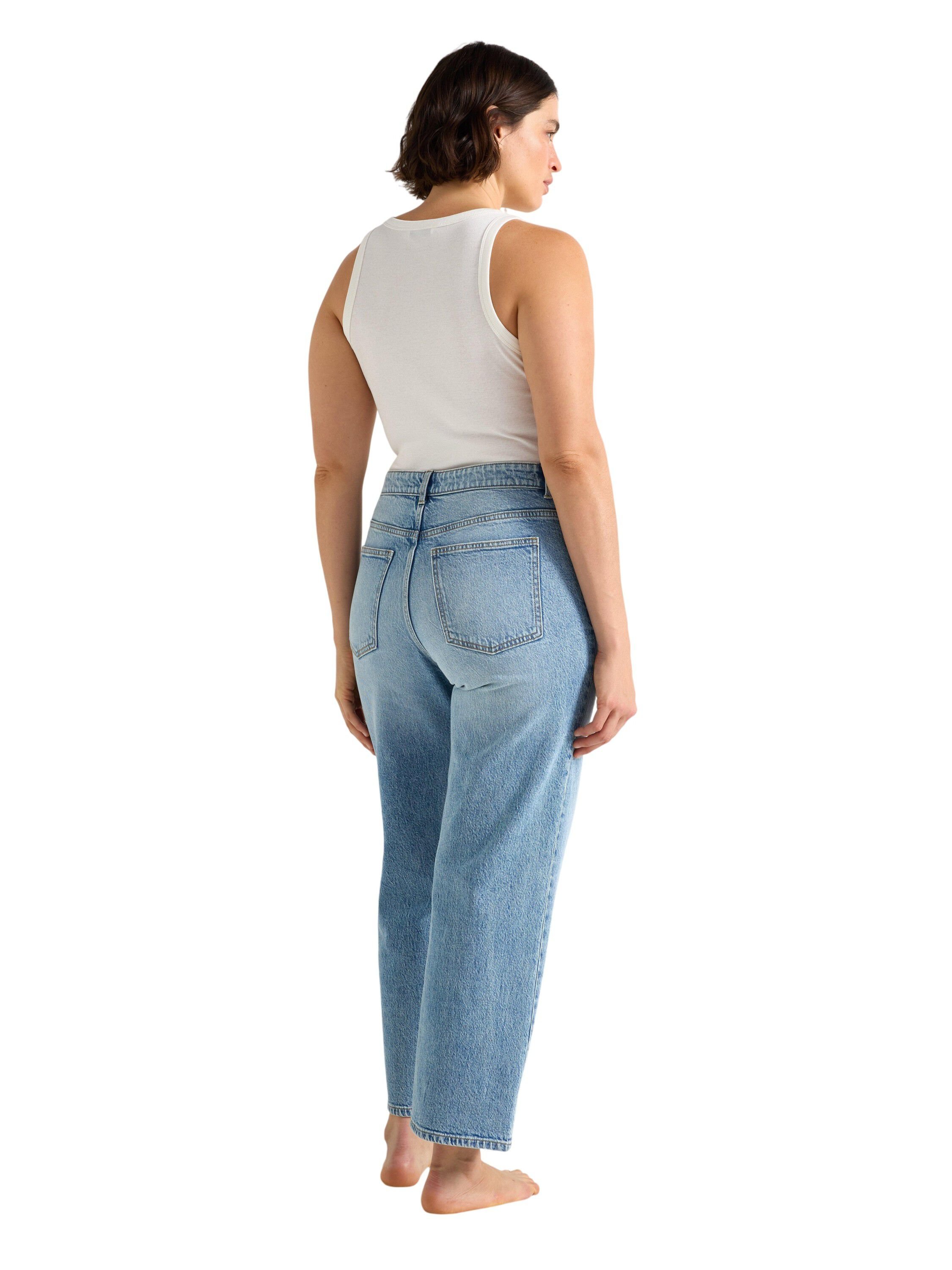 Jeans med mellemh&oslash;j talje i bomulds