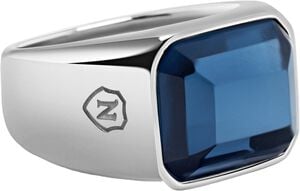 Blue Zircon Signet Ring in Silver