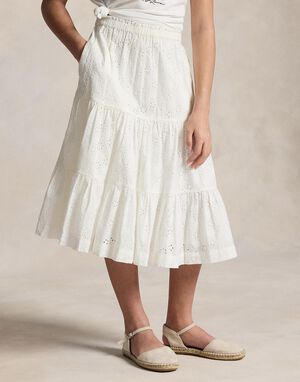 Eyelet Cotton Maxi Skirt