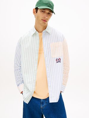 Relaxed Fit Colour-Blocked Stripe Oxford Shirt