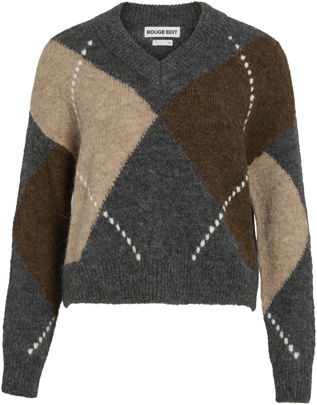 Rouargyle Ls V-Neck Knit