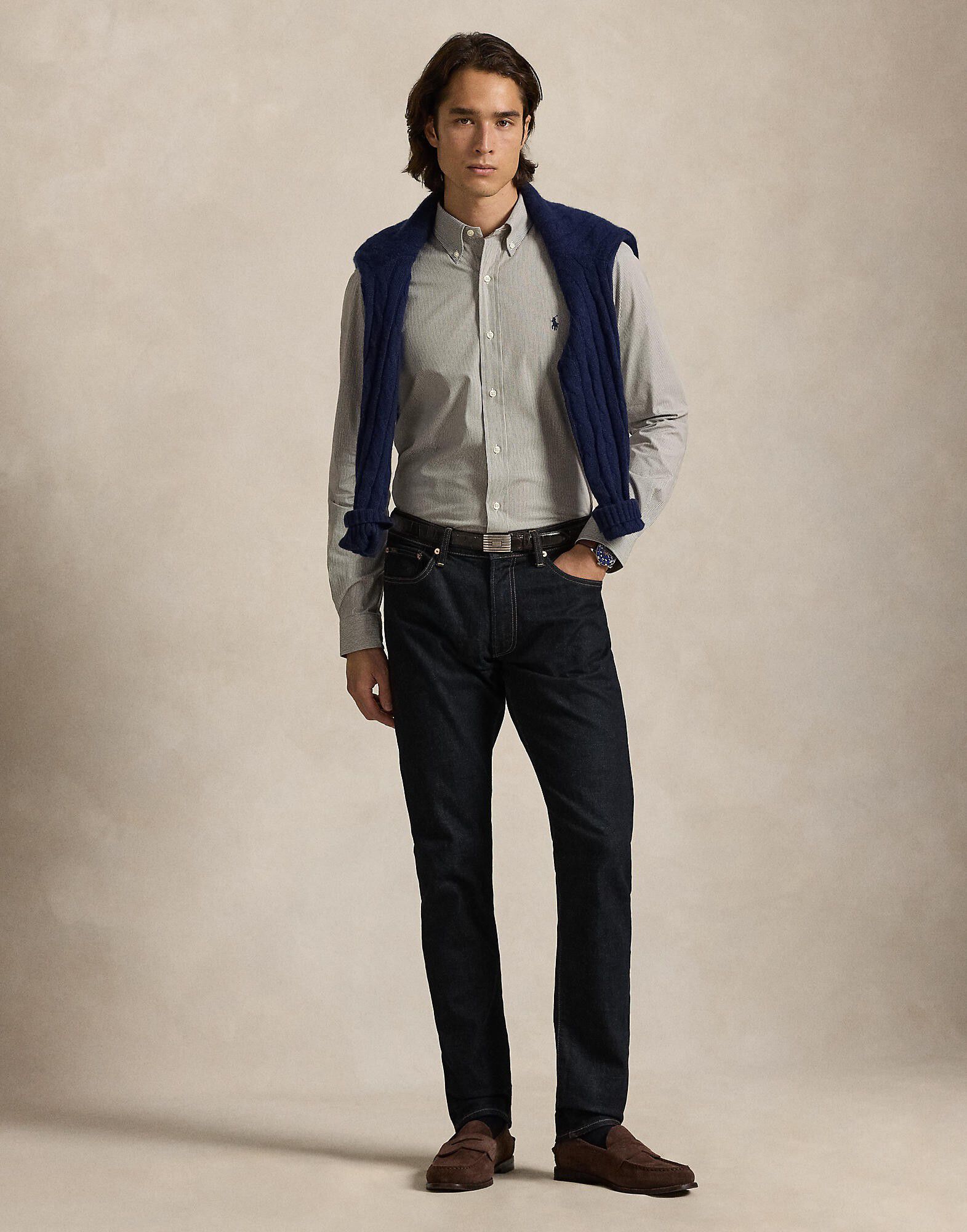 Slim Fit Striped Stretch Poplin Shirt