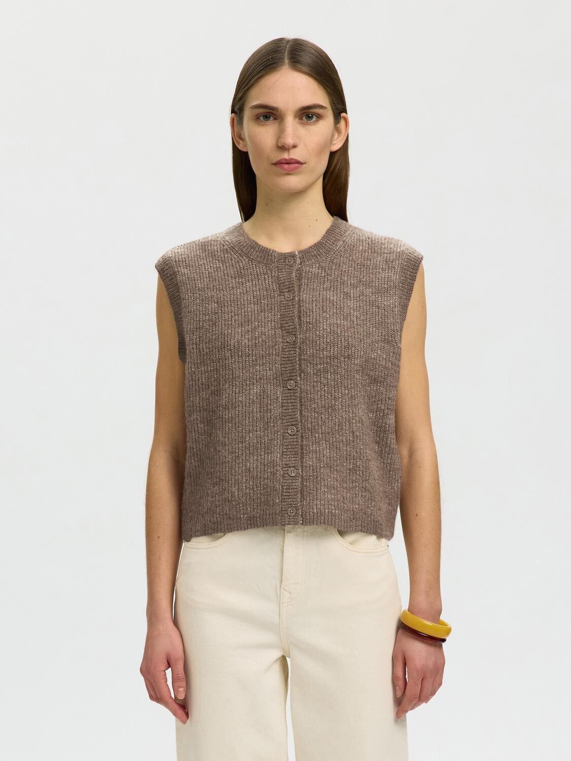Slflulu Sl Button O-Neck Vest Noos