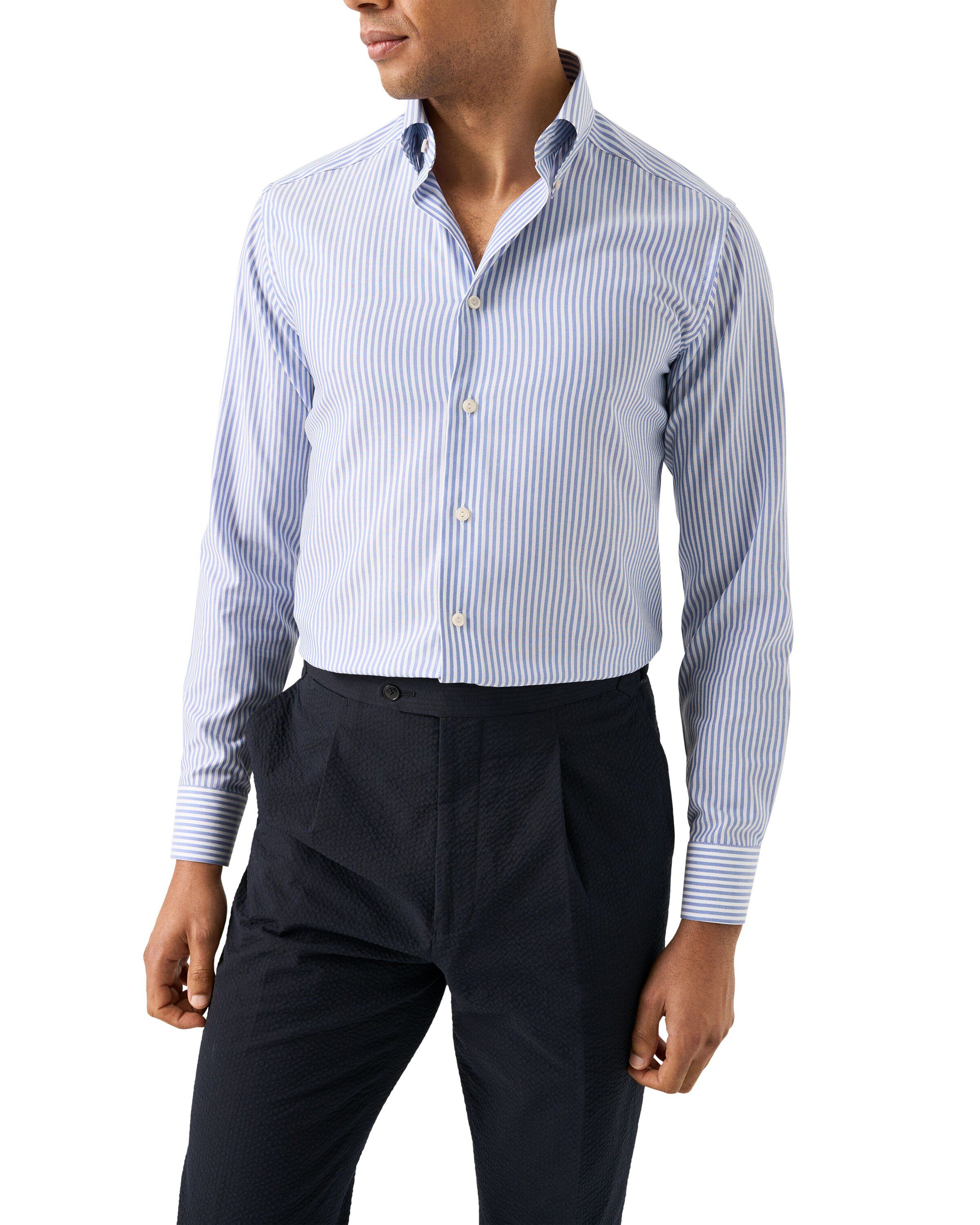 Contemporary Fit Mid blue Striped Signature Oxford Shirt