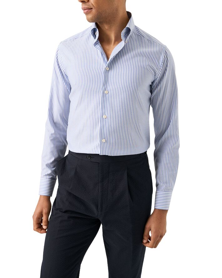 Contemporary Fit Mid blue Striped Signature Oxford Shirt
