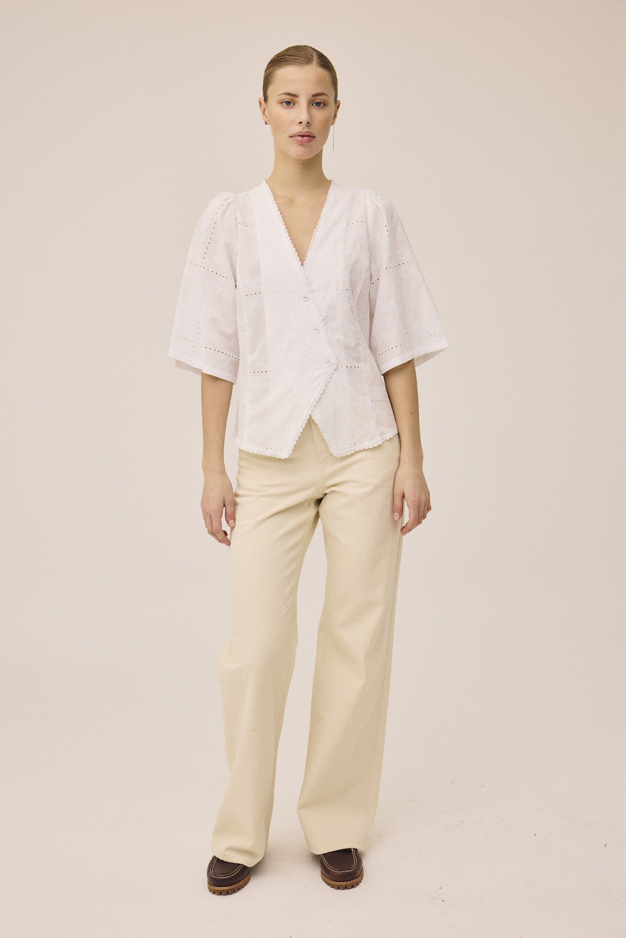 Ivy 4 EMB Wrap blouse - 100% Organic Cotton GOTS