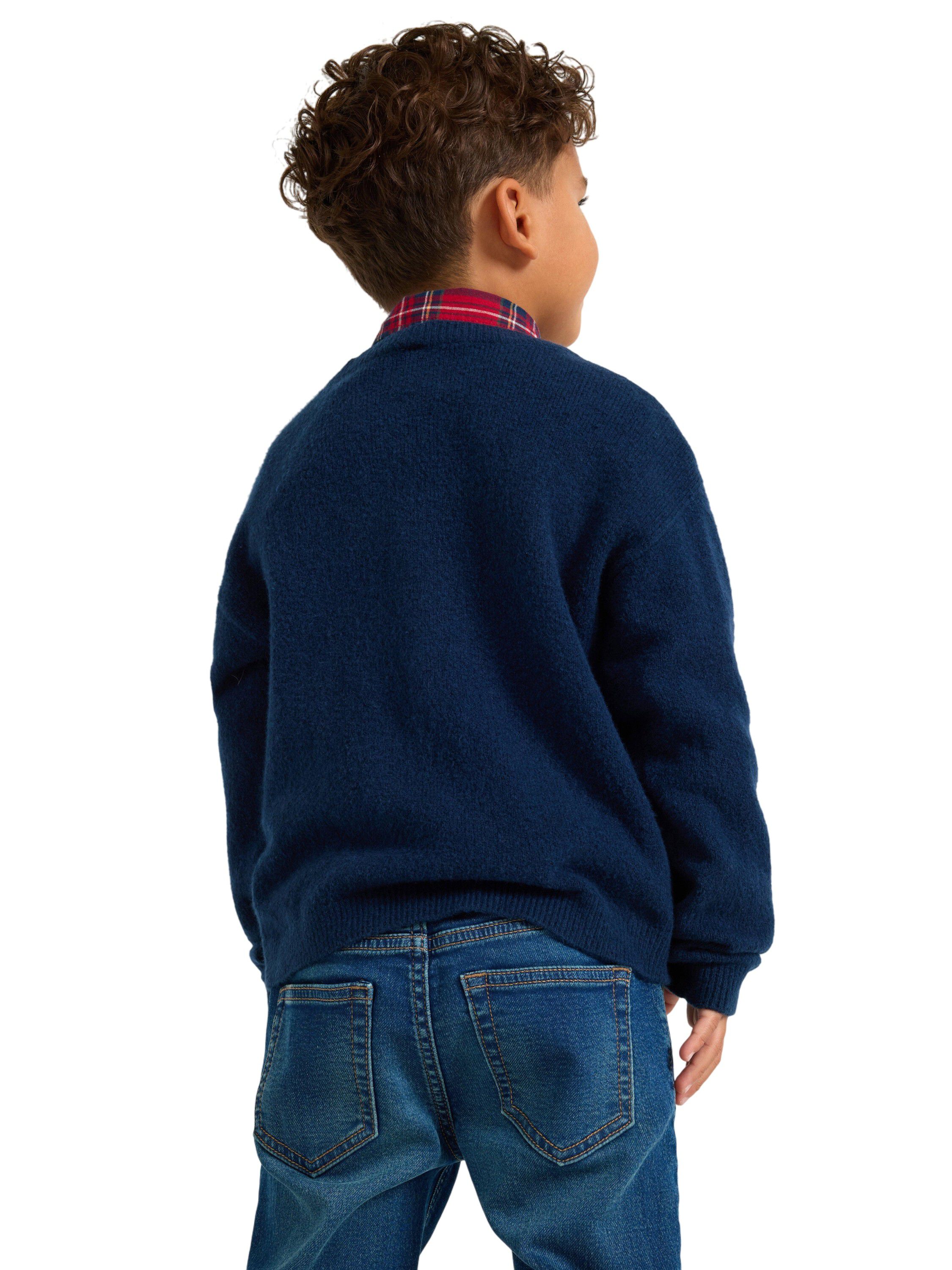 Strikket cardigan i bl&oslash;d bomuldsbla