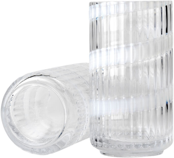 Lyngby Vase H15. 5 cm swirl hvid mundbl&aelig;st glas